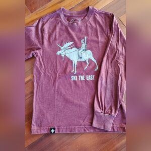 Ski The East Kids Long Sleeve Tee Shirt - Maroon - Youth Medium